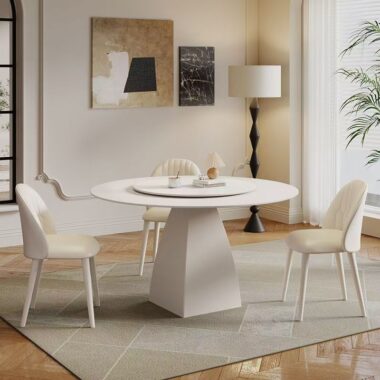 Modern small-space round ceramic dining table for homes
