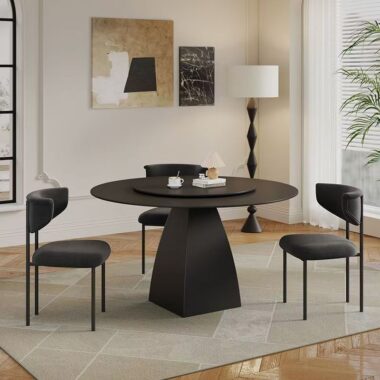 Modern small-space round ceramic dining table for homes
