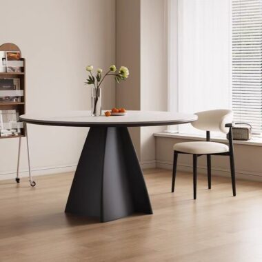 Modern small-space round ceramic dining table for homes