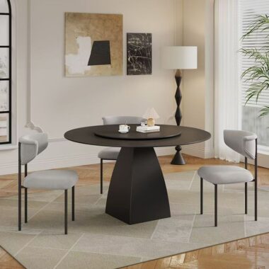 Modern small-space round ceramic dining table for homes