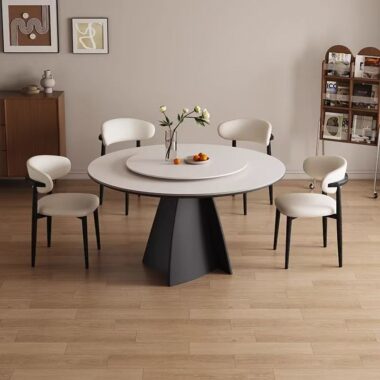 Modern small-space round ceramic dining table for homes