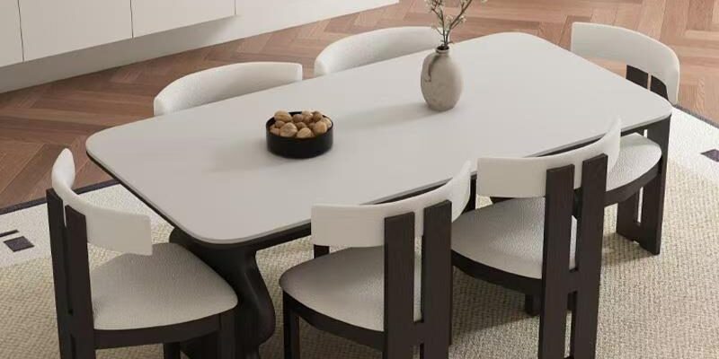 Vintage solid wood rectangular ceramic dining table for homes