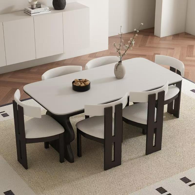 Vintage solid wood rectangular ceramic dining table for homes