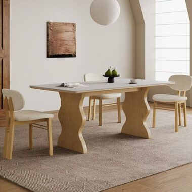 Vintage solid wood rectangular ceramic dining table for homes