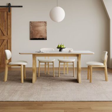 Vintage solid wood rectangular ceramic dining table for homes