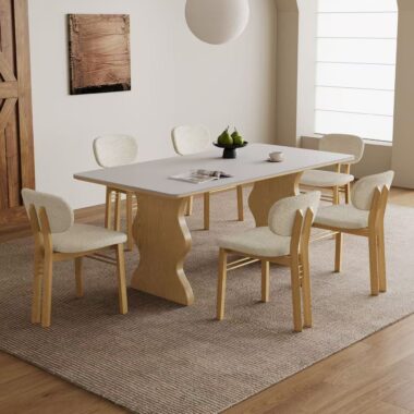 Vintage solid wood rectangular ceramic dining table for homes