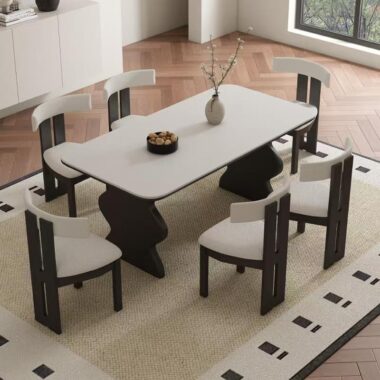 Vintage solid wood rectangular ceramic dining table for homes