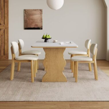 Vintage solid wood rectangular ceramic dining table for homes